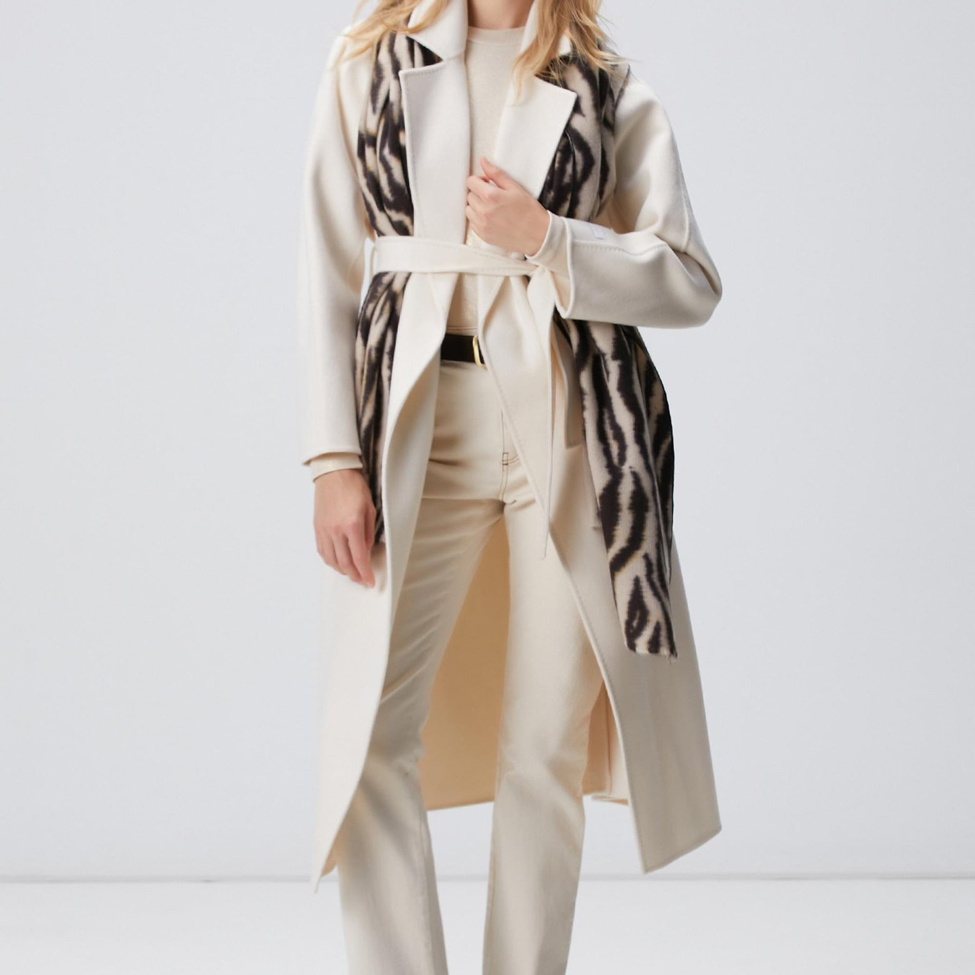 Network Kadın Limited Kırık Beyaz Yün Karışımlı Manto