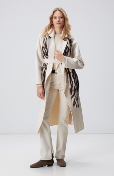  Network Kadın Limited Kırık Beyaz Yün Karışımlı Manto