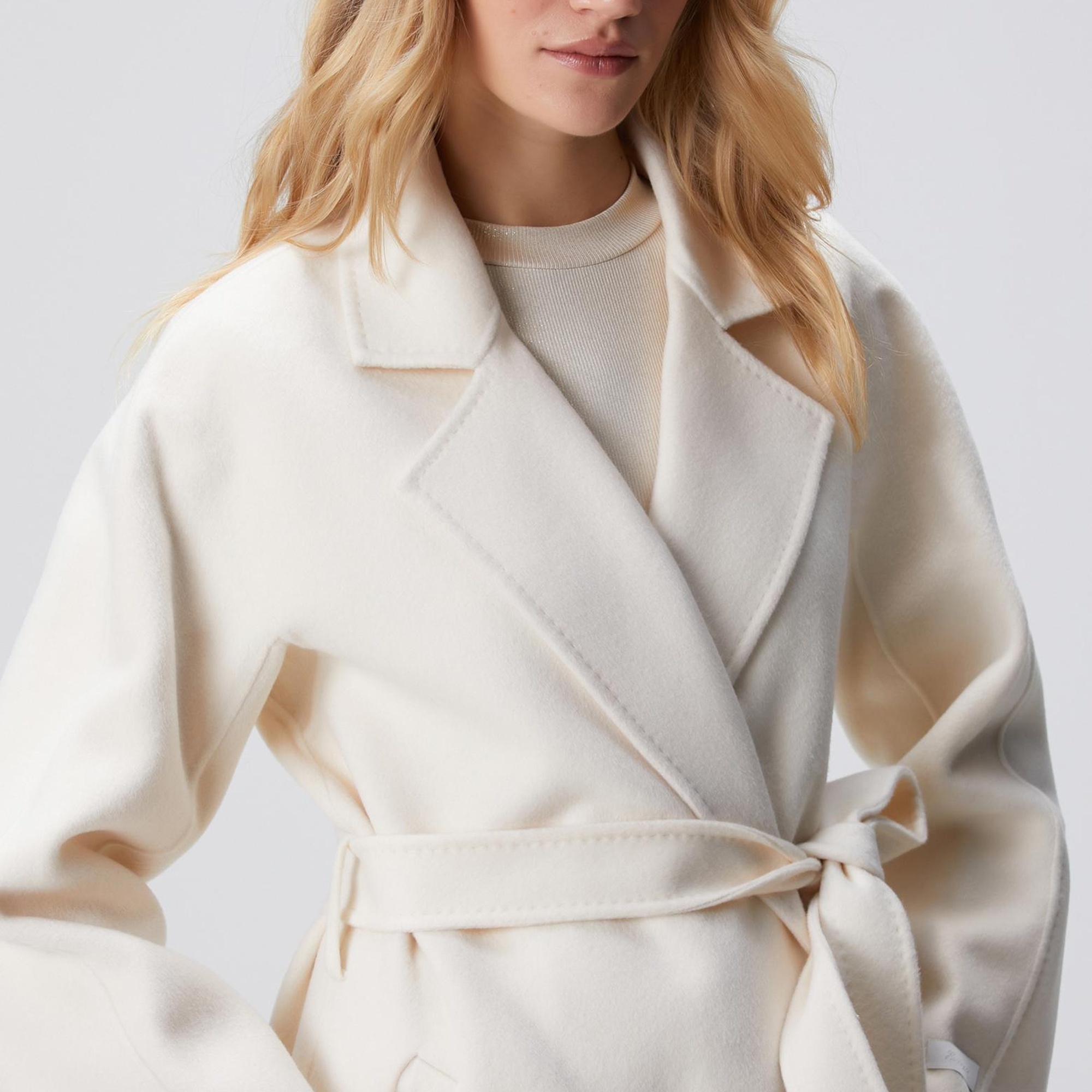 Network Kadın Limited Kırık Beyaz Yün Karışımlı Manto