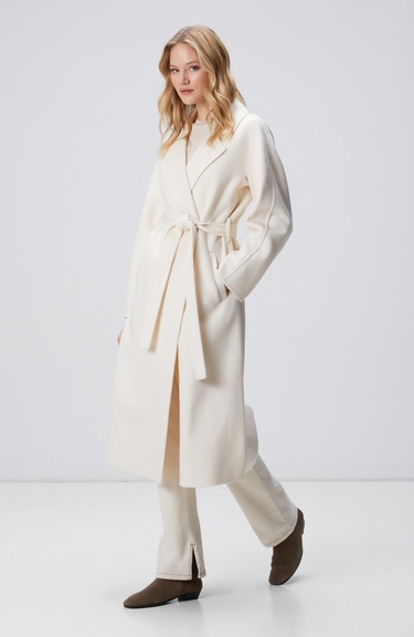  Network Kadın Limited Kırık Beyaz Yün Karışımlı Manto