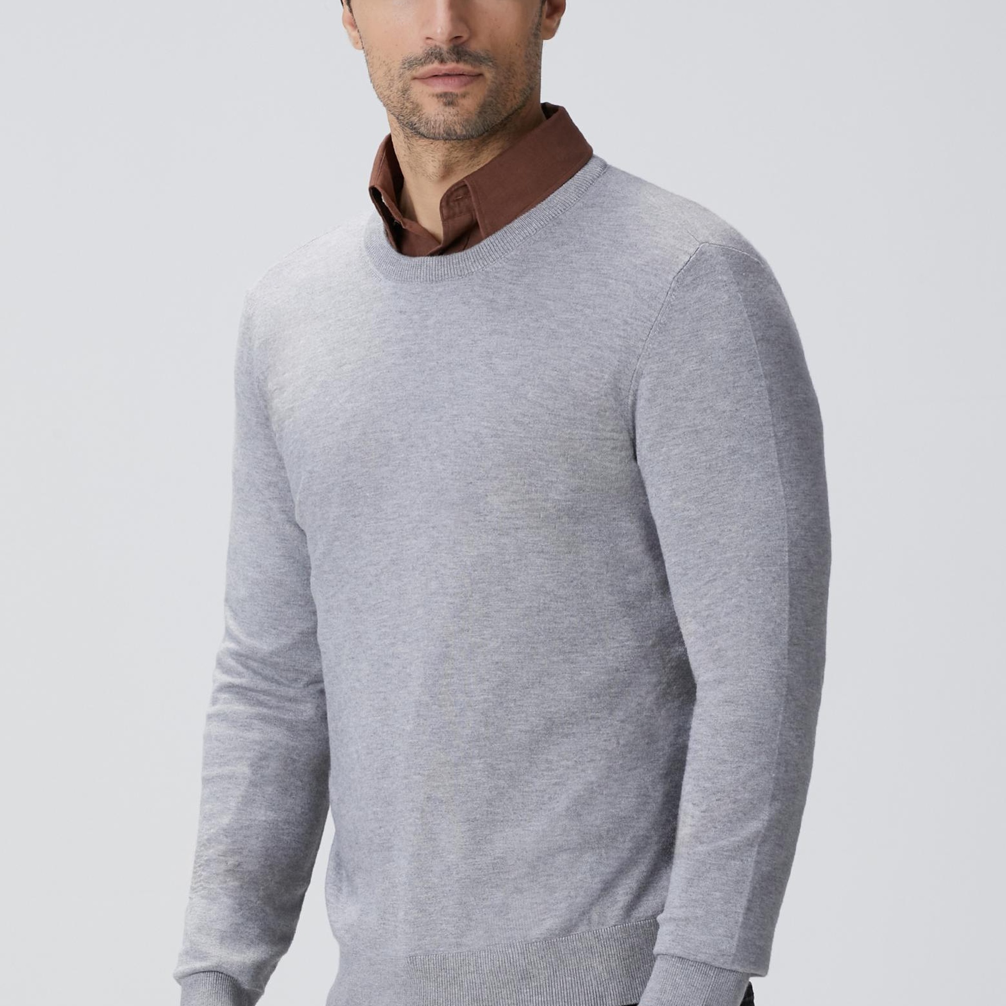 Network Erkek Gri Melanj Triko Kazak