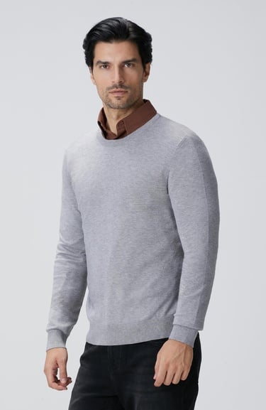  Network Erkek Gri Melanj Triko Kazak