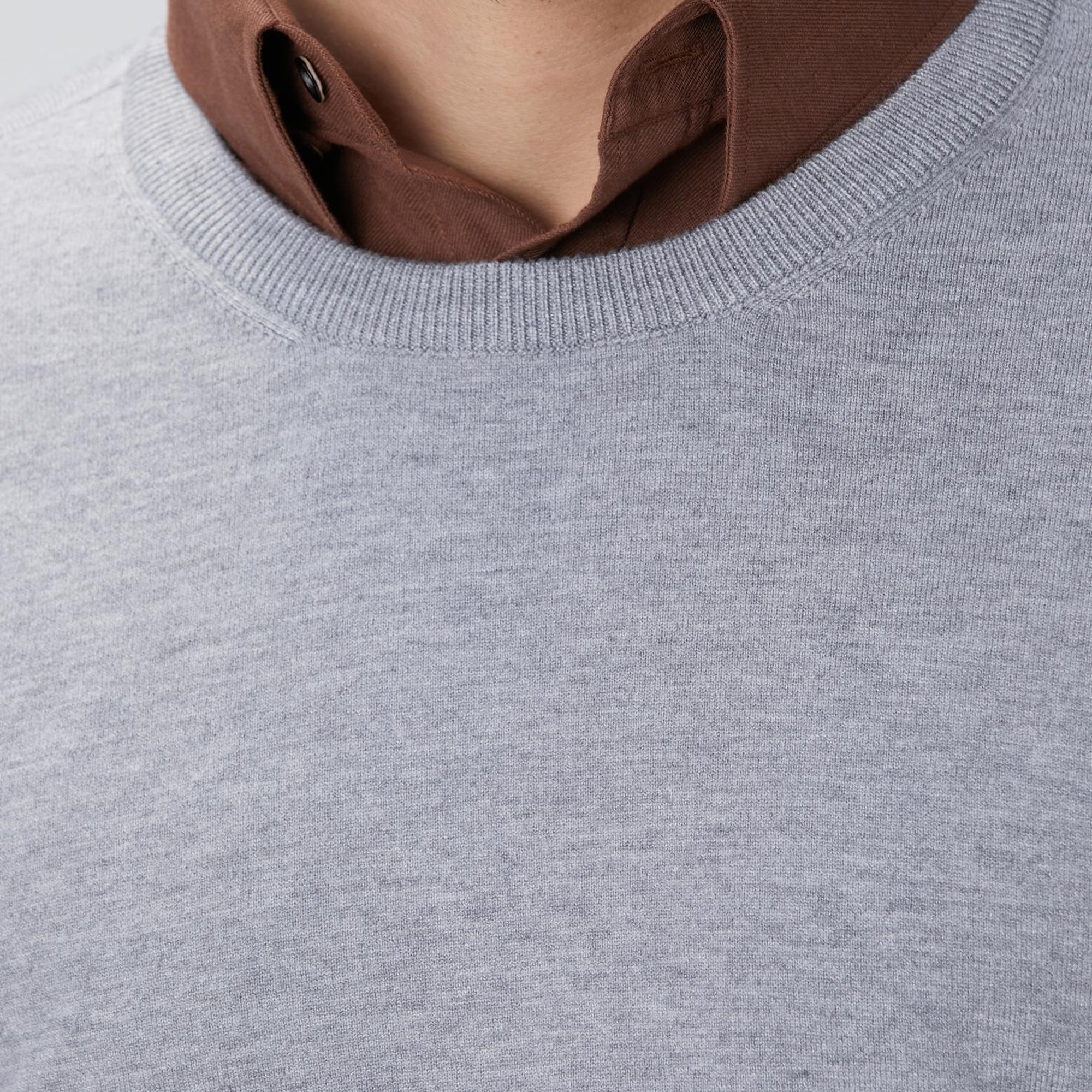 Network Erkek Gri Melanj Triko Kazak