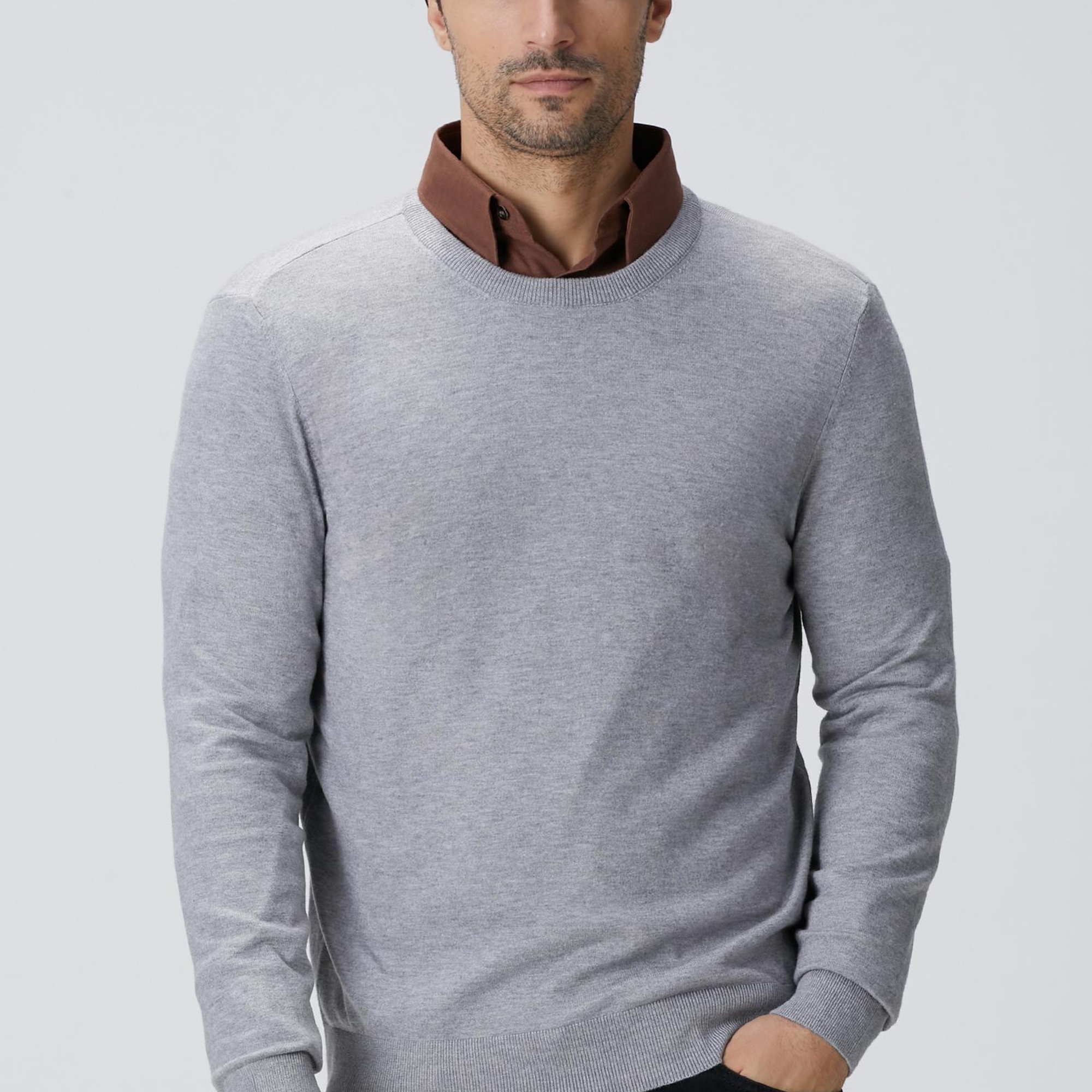 Network Erkek Gri Melanj Triko Kazak