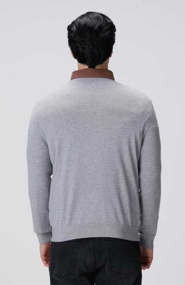  Network Erkek Gri Melanj Triko Kazak