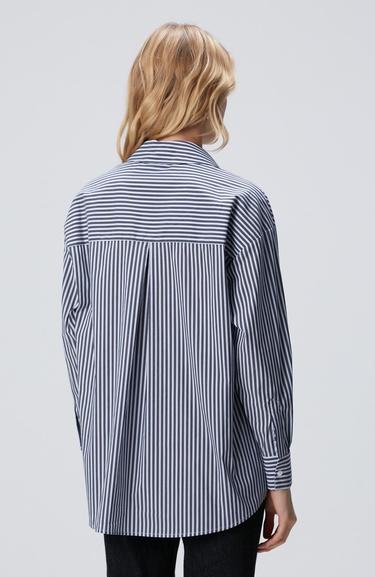  Network Kadın Lacivert Mavi Oversize Gömlek