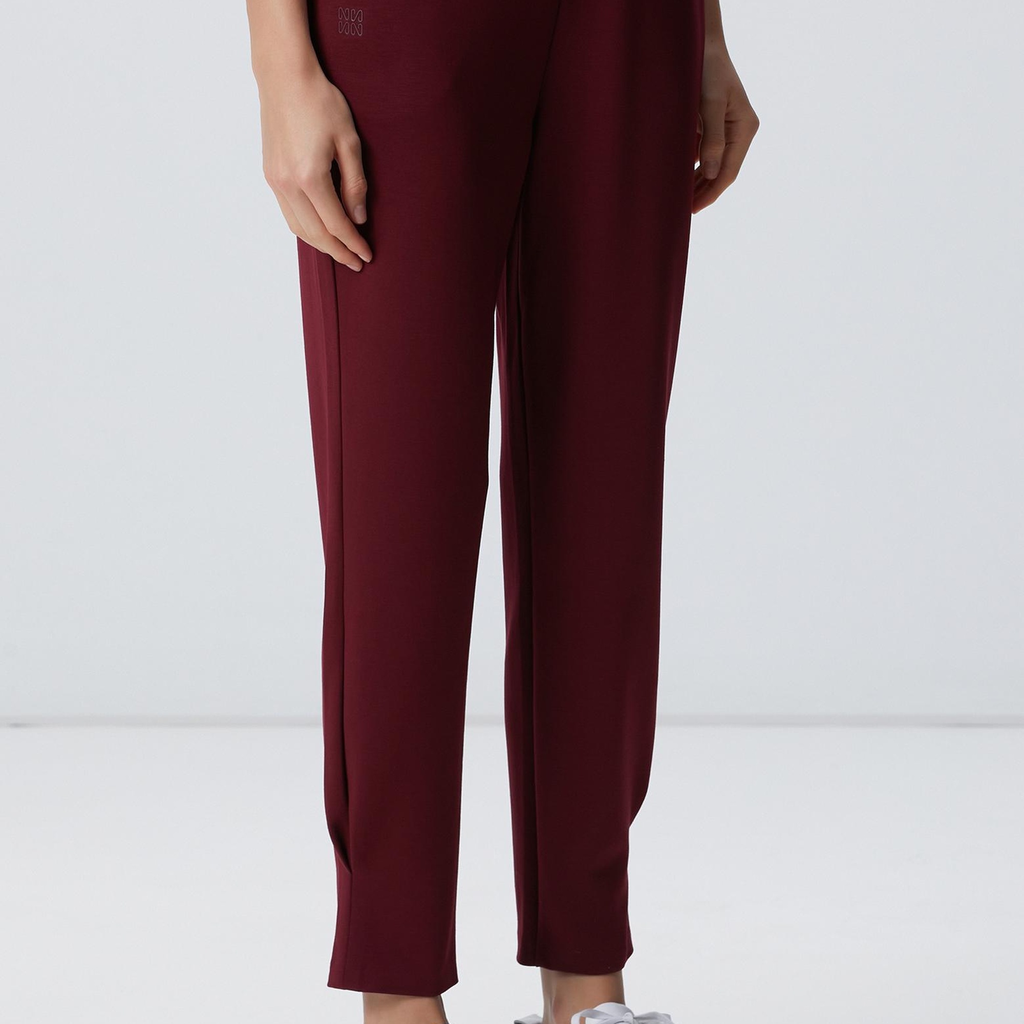 Network Kadın Bordo Paçası Pile Detaylı Eşofman