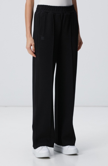  Network Kadın Siyah Bol Paça Basic Eşofman