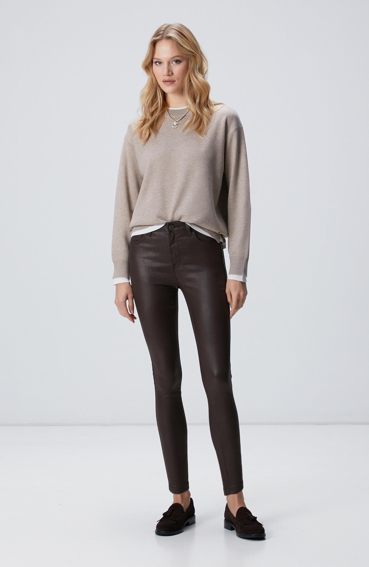  Network Kadın Kahverengi Kaplamalı Casual Pantolon