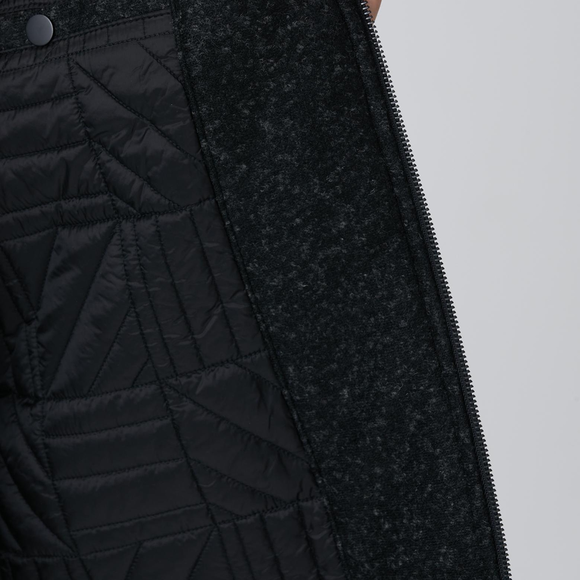 Network Erkek Siyah Yün Karışımlı Deri Cep Detaylı Mont