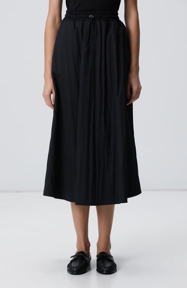  Network Kadın Siyah Beli Büzgülü Lastikli Diz Altı Etek