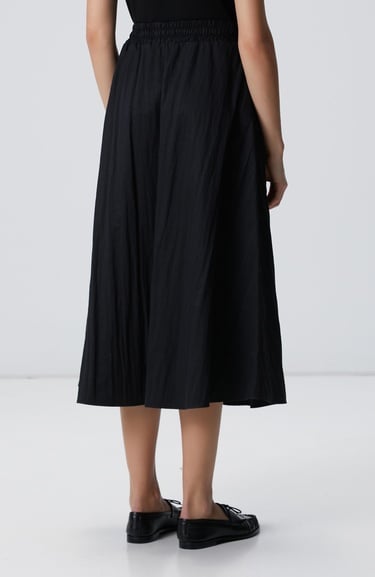 Network Kadın Siyah Beli Büzgülü Lastikli Diz Altı Etek