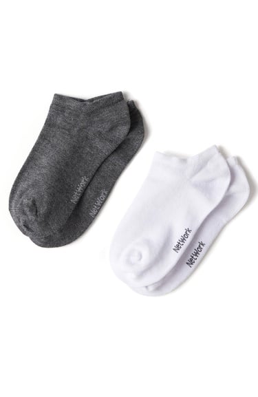  Network Kadın Gri Beyaz 2li Bambu Çorap Seti