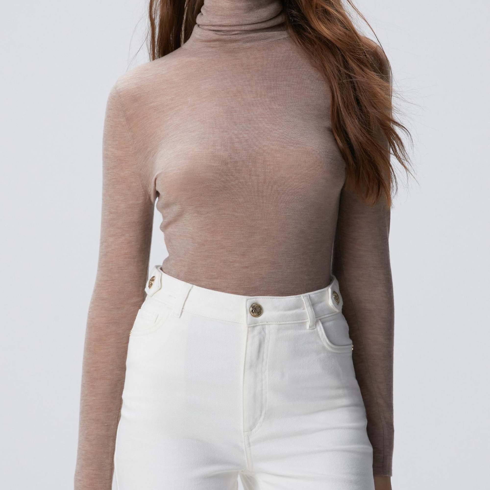 Network Kadın Limited Vizon Melanj Yün Kazak