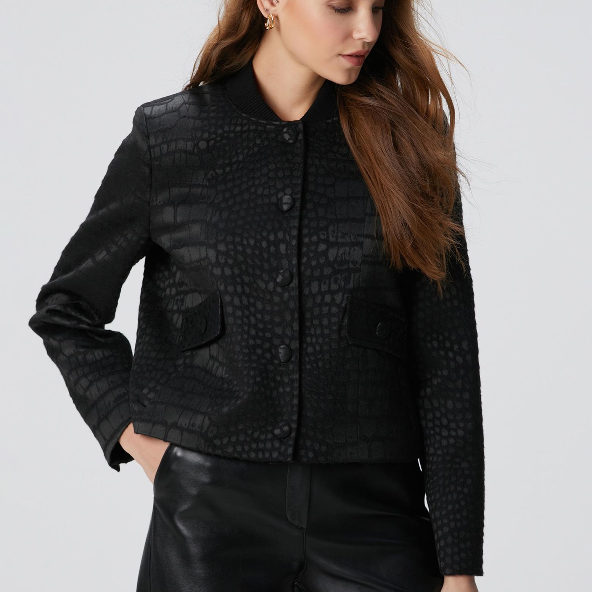 Network Kadın Siyah Yün Karışımlı Mont