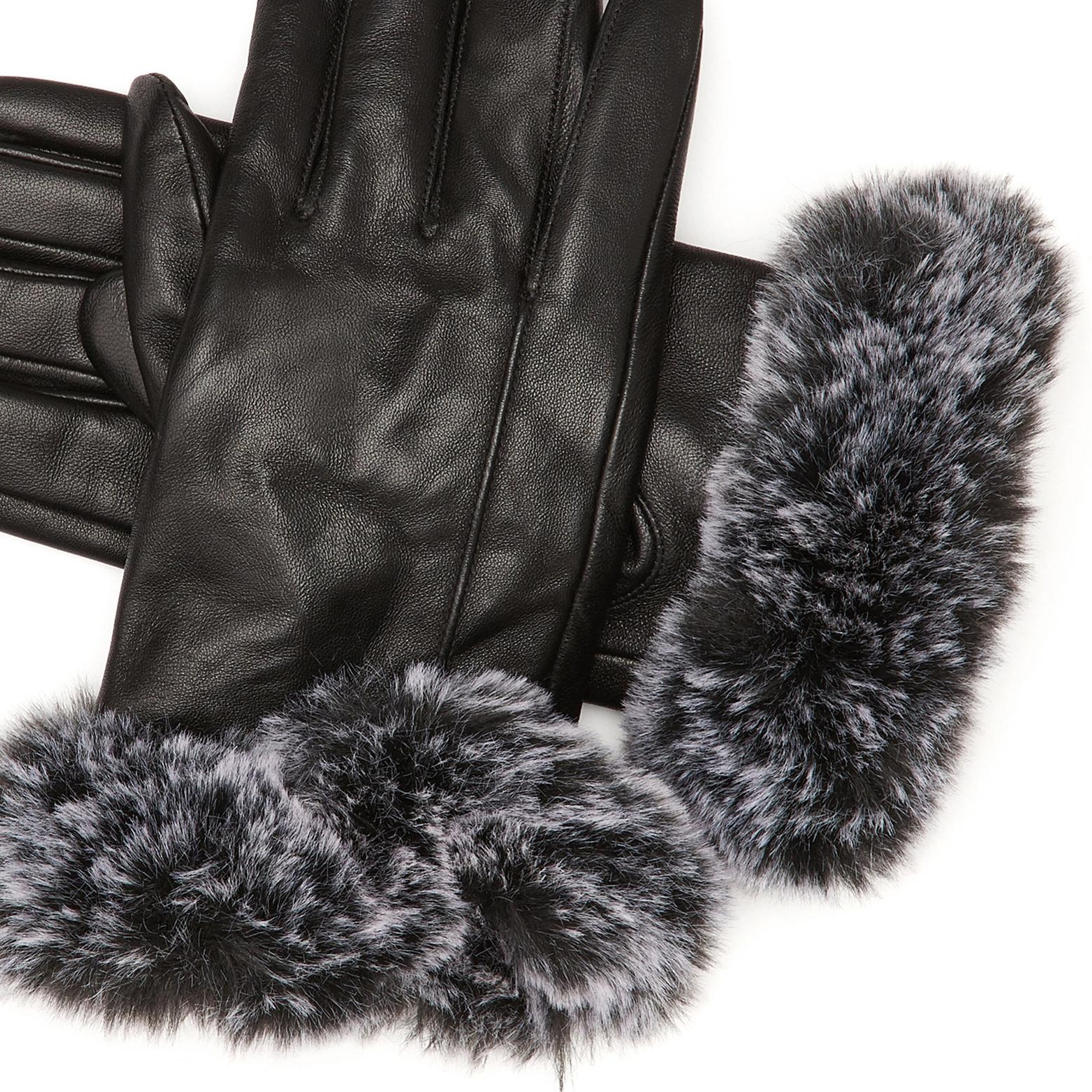 Network Kadın Siyah Deri Karışımlı Eldiven