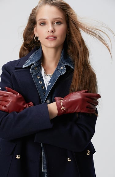  Network Kadın Bordo Deri Eldiven