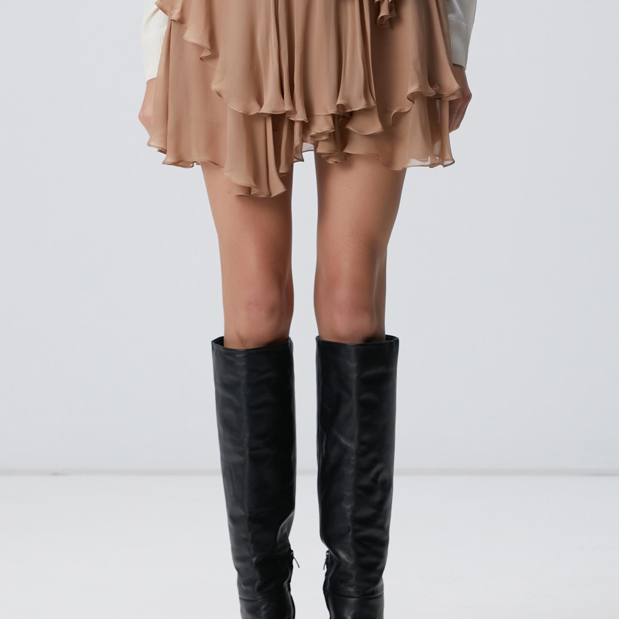 Network Kadın Vizon Şifon Mini Etek