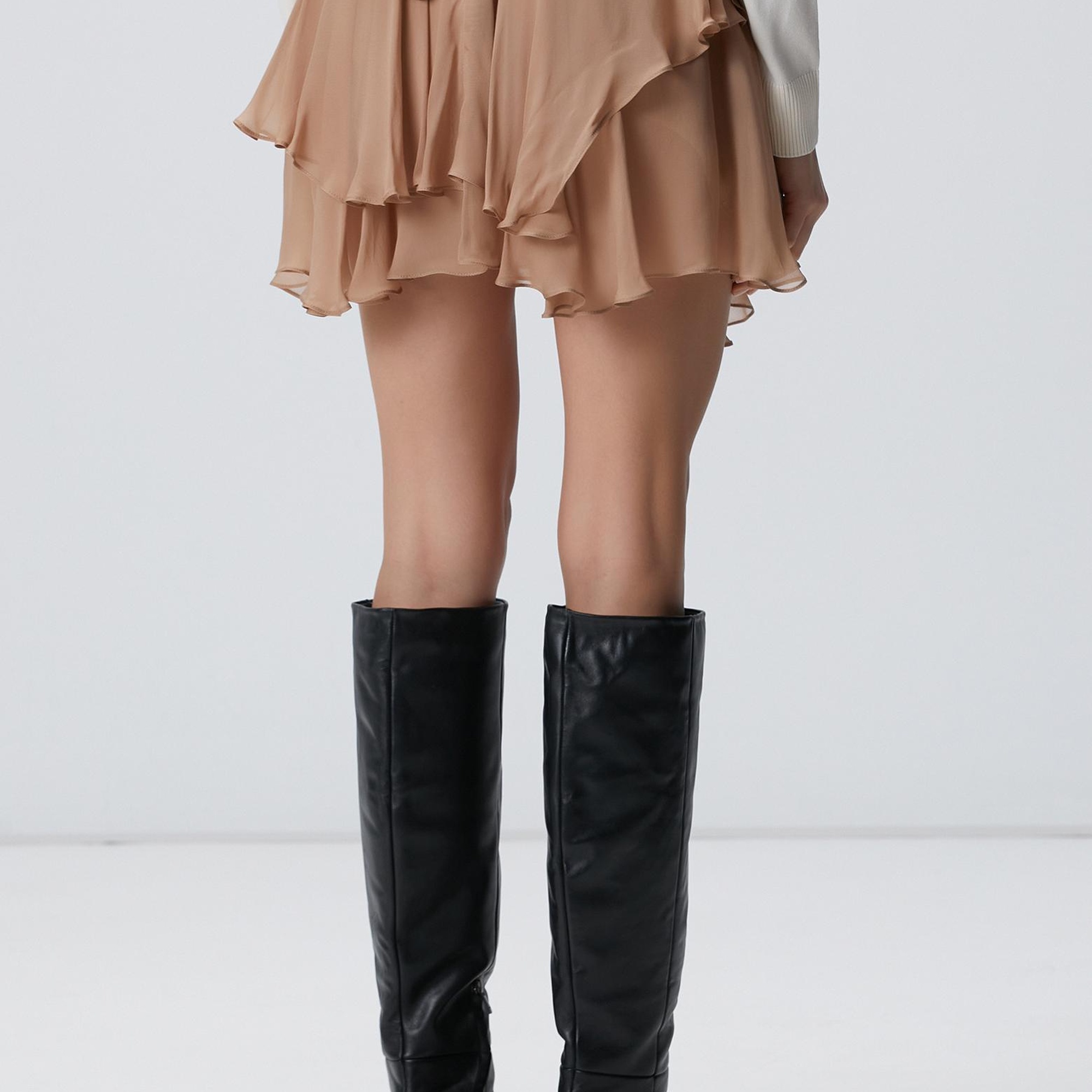 Network Kadın Vizon Şifon Mini Etek