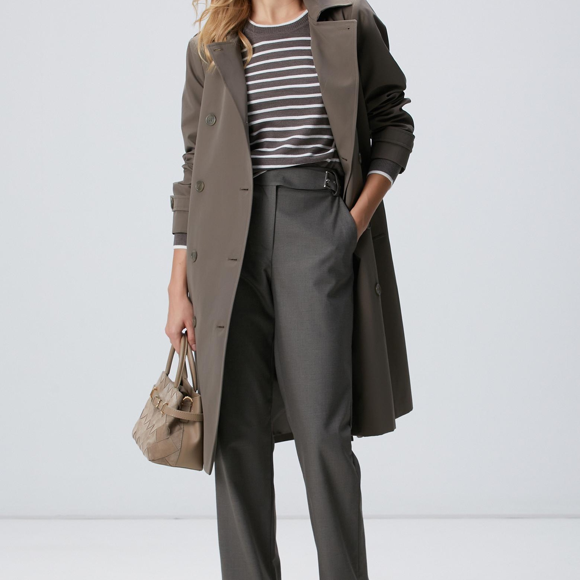 Network Kadın Vizon Kırık Beyaz Çizgili Yün Kazak