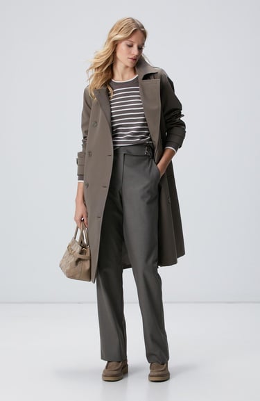  Network Kadın Vizon Kırık Beyaz Çizgili Yün Kazak