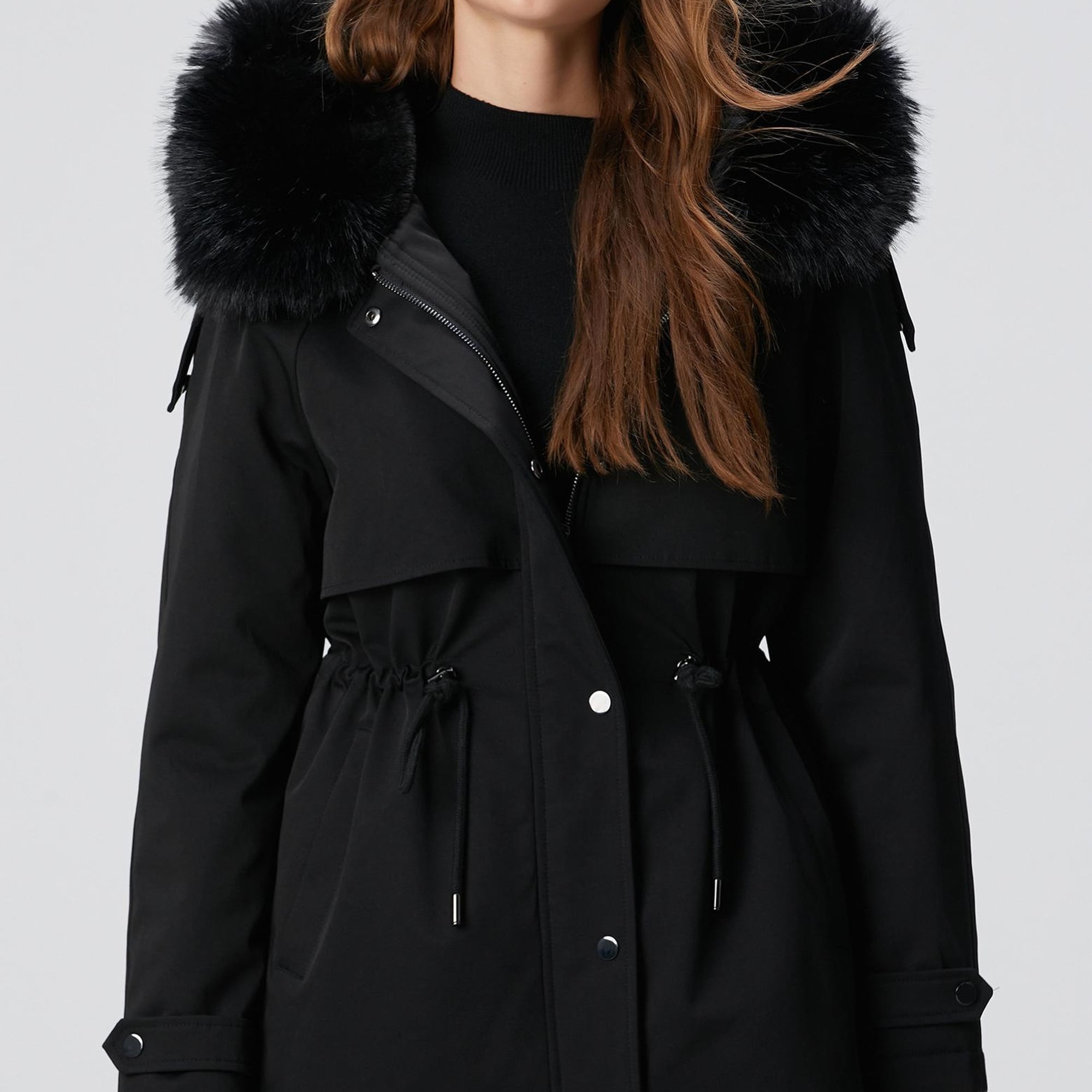 Network Kadın Siyah Kaban