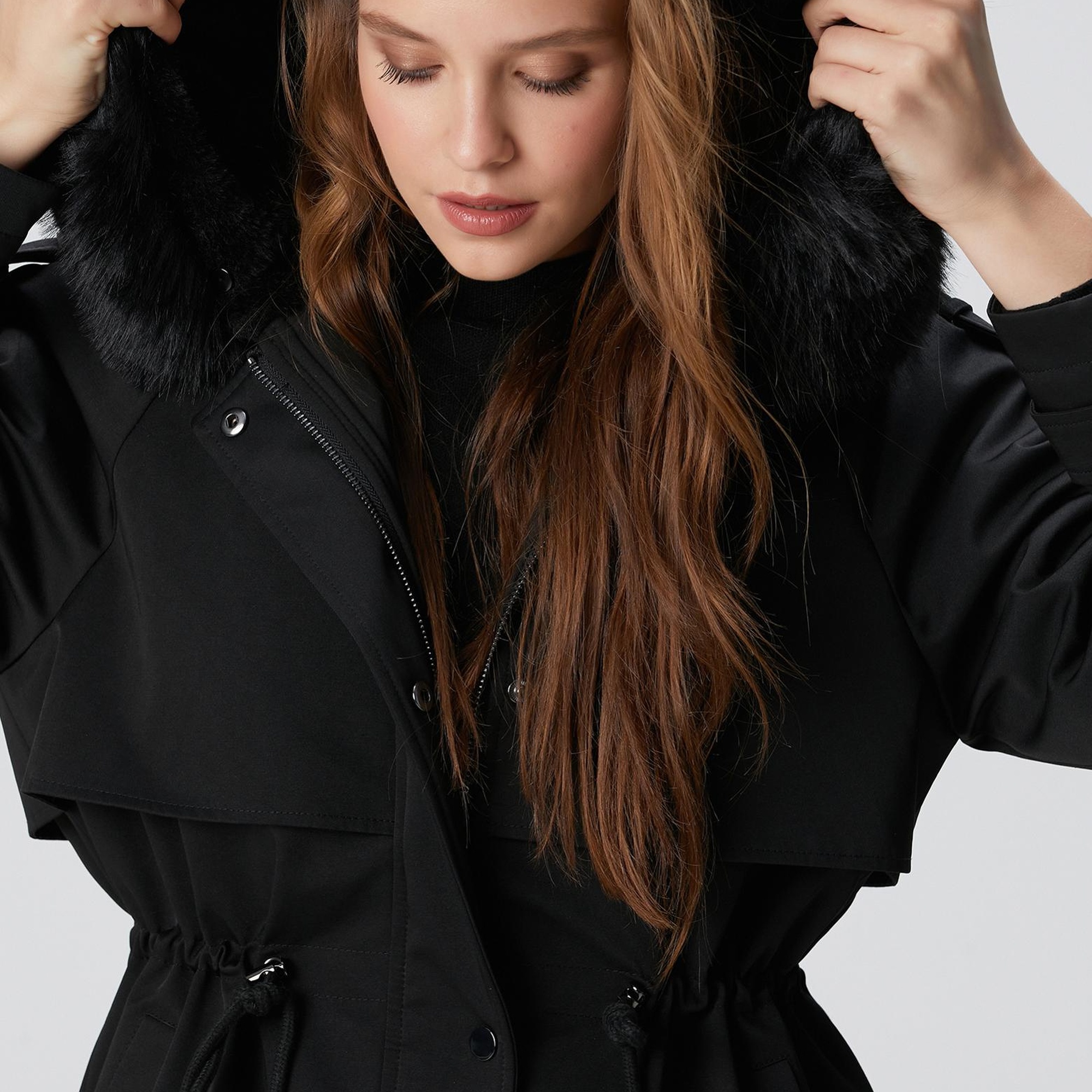 Network Kadın Siyah Kaban