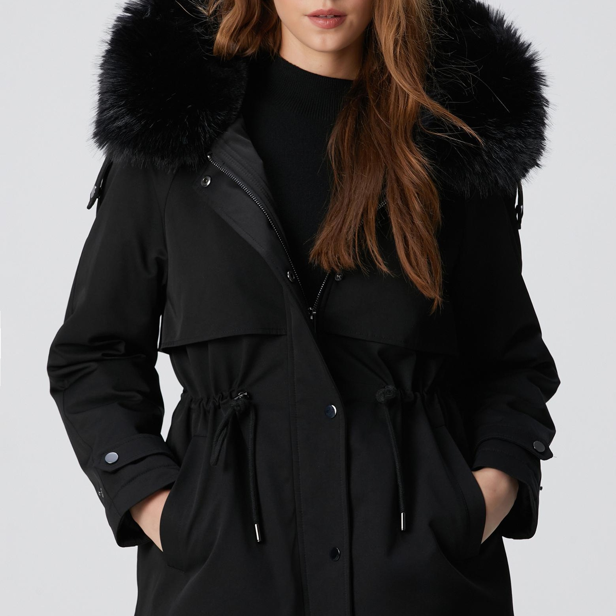 Network Kadın Siyah Kaban