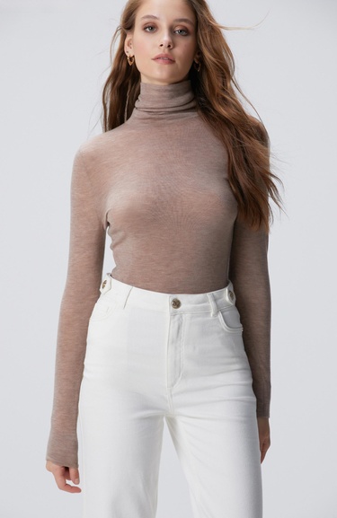  Network Kadın Limited Vizon Melanj Yün Kazak