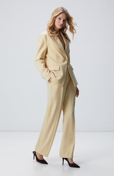  Network Kadın Sarı Yün Karışımlı Ceket