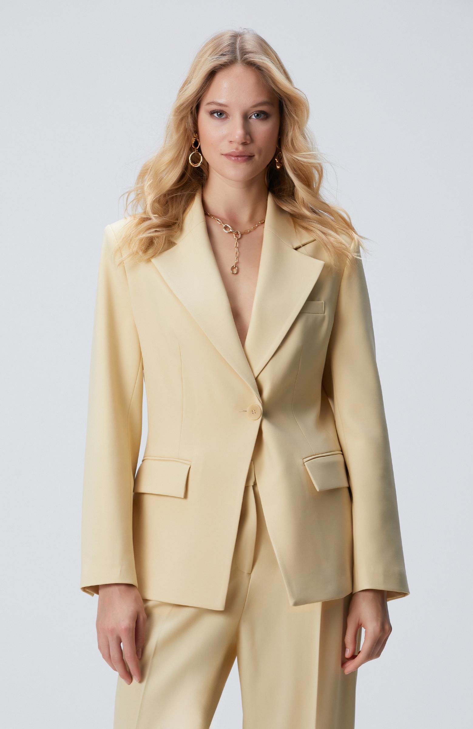  Network Kadın Sarı Yün Karışımlı Ceket