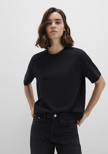  Mavi Siyah Basic Tişört Loose Fit / Bol Rahat Kesim 1613820-900