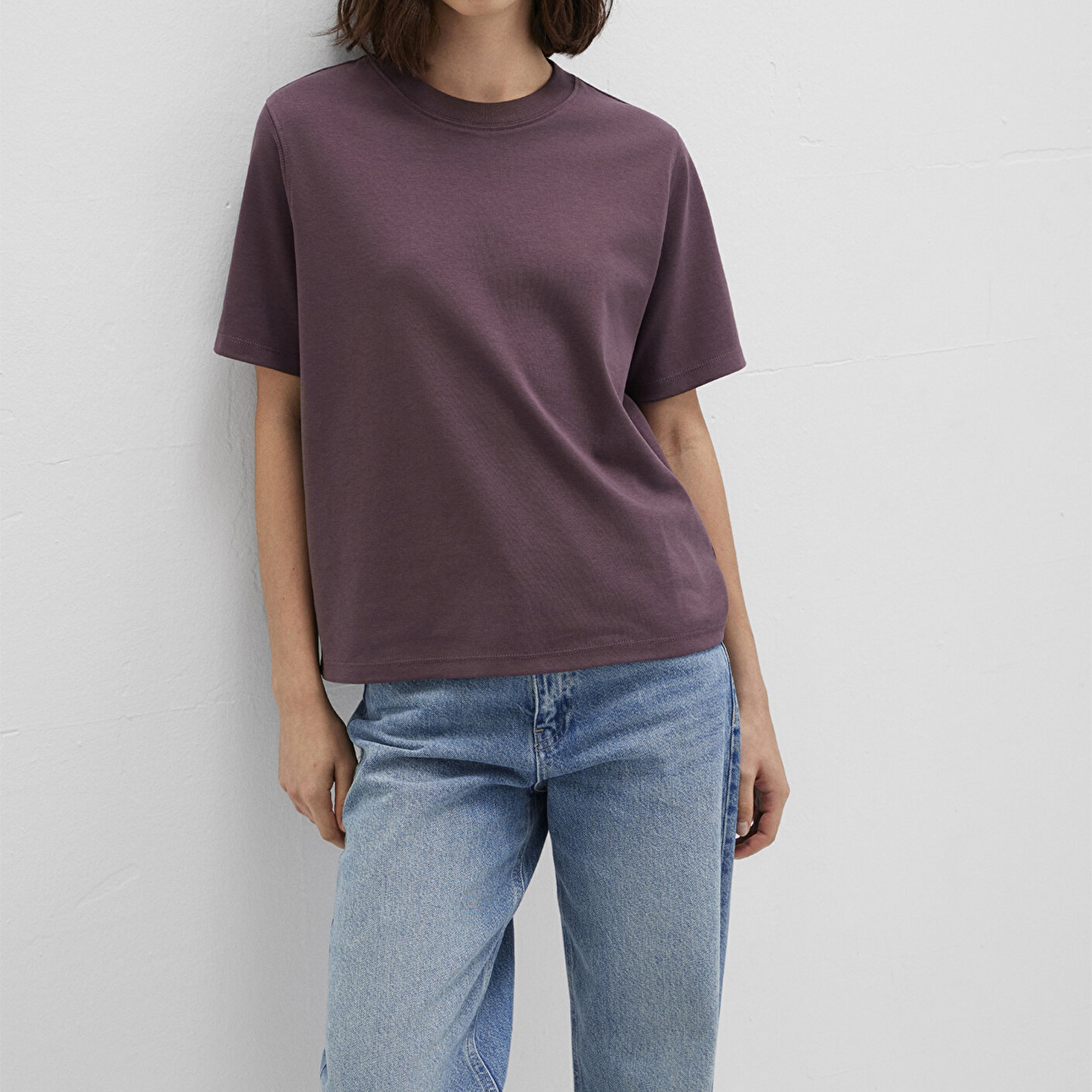 Mavi Bordo Basic Tişört Loose Fit / Bol Rahat Kesim 1613820-70260