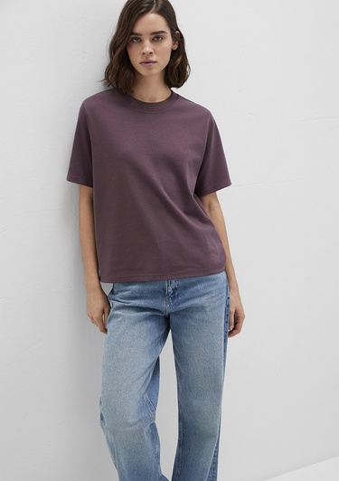  Mavi Bordo Basic Tişört Loose Fit / Bol Rahat Kesim 1613820-70260