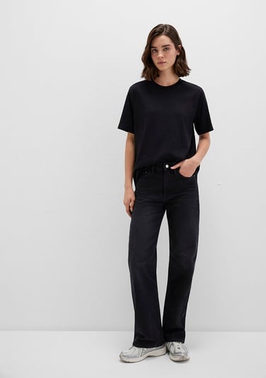  Mavi Siyah Basic Tişört Loose Fit / Bol Rahat Kesim 1613820-900