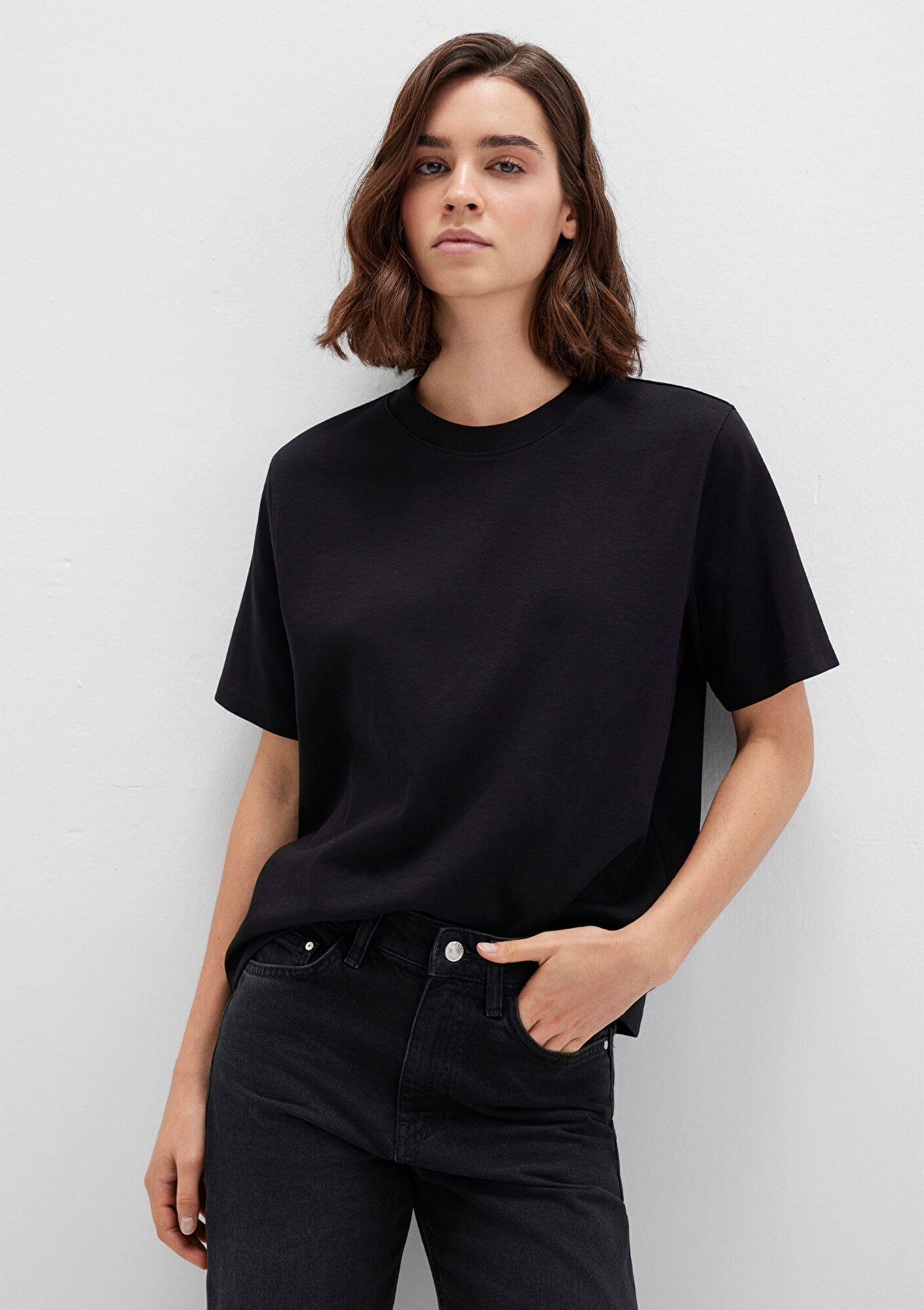  Mavi Siyah Basic Tişört Loose Fit / Bol Rahat Kesim 1613820-900