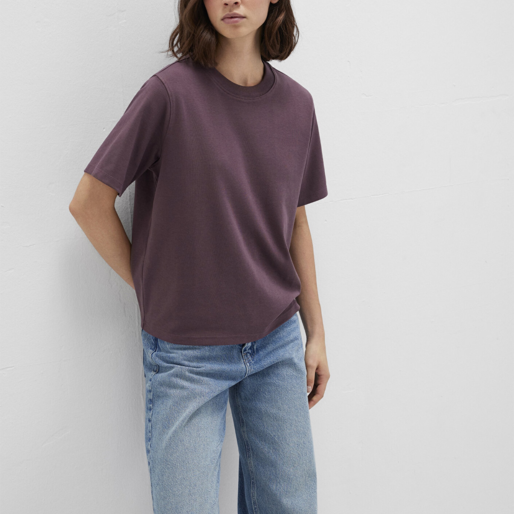 Mavi Bordo Basic Tişört Loose Fit / Bol Rahat Kesim 1613820-70260