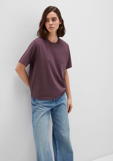  Mavi Bordo Basic Tişört Loose Fit / Bol Rahat Kesim 1613820-70260