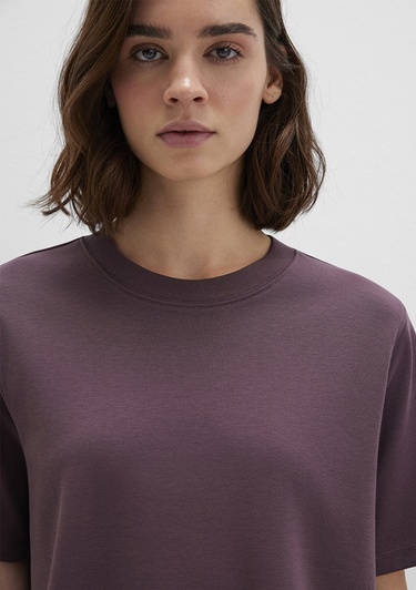  Mavi Bordo Basic Tişört Loose Fit / Bol Rahat Kesim 1613820-70260