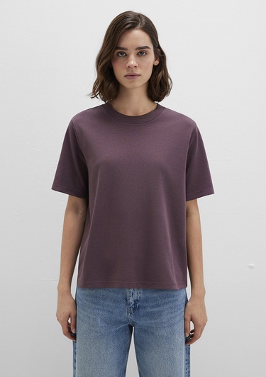  Mavi Bordo Basic Tişört Loose Fit / Bol Rahat Kesim 1613820-70260