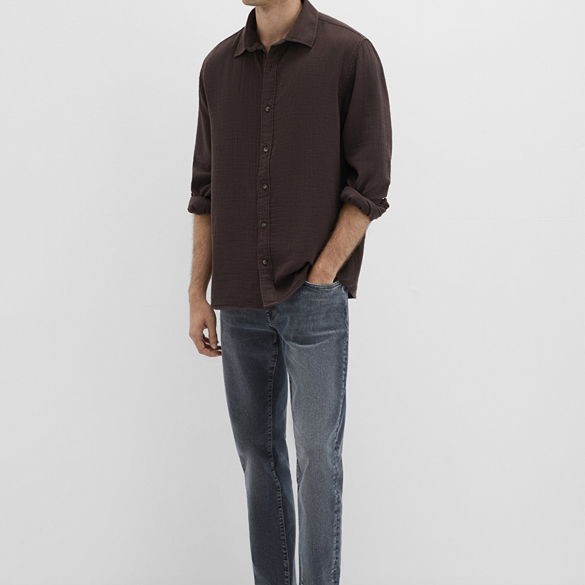 Mavi Kahverengi Gömlek Regular Fit / Normal Kesim 0211518-87537