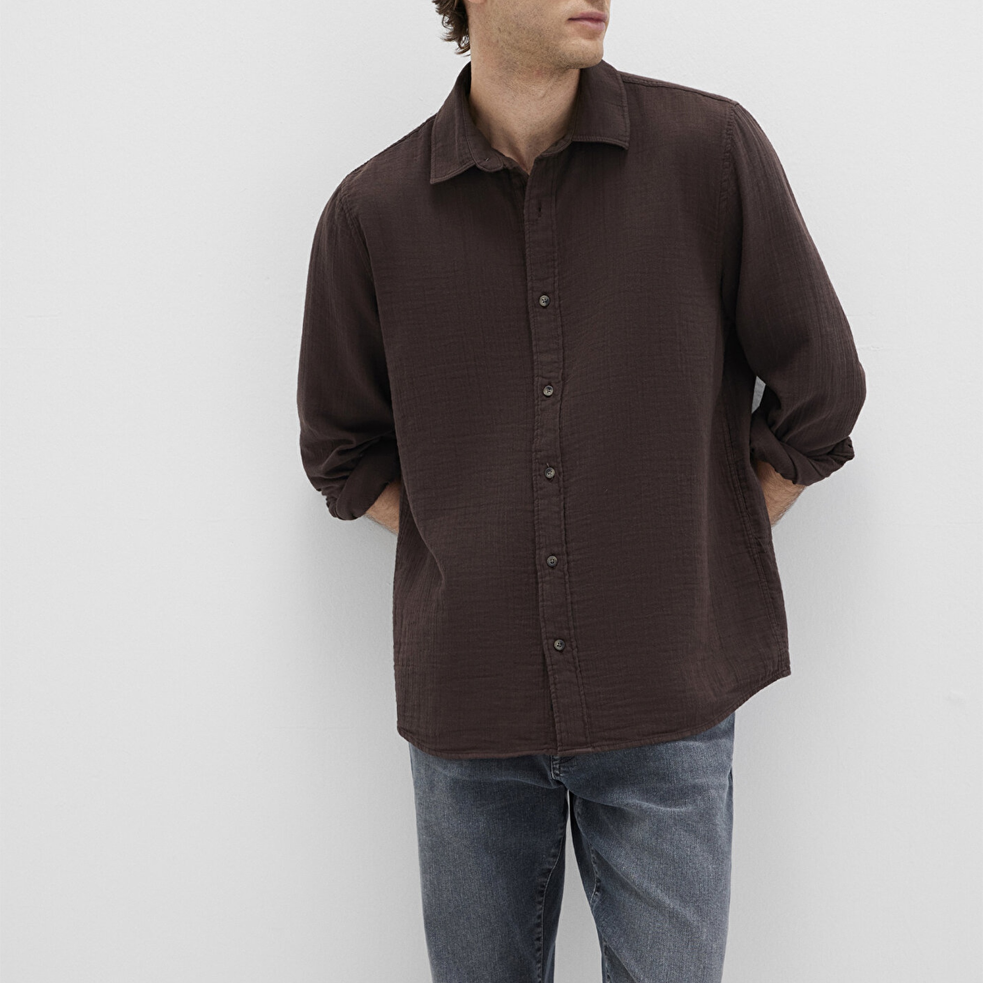 Mavi Kahverengi Gömlek Regular Fit / Normal Kesim 0211518-87537