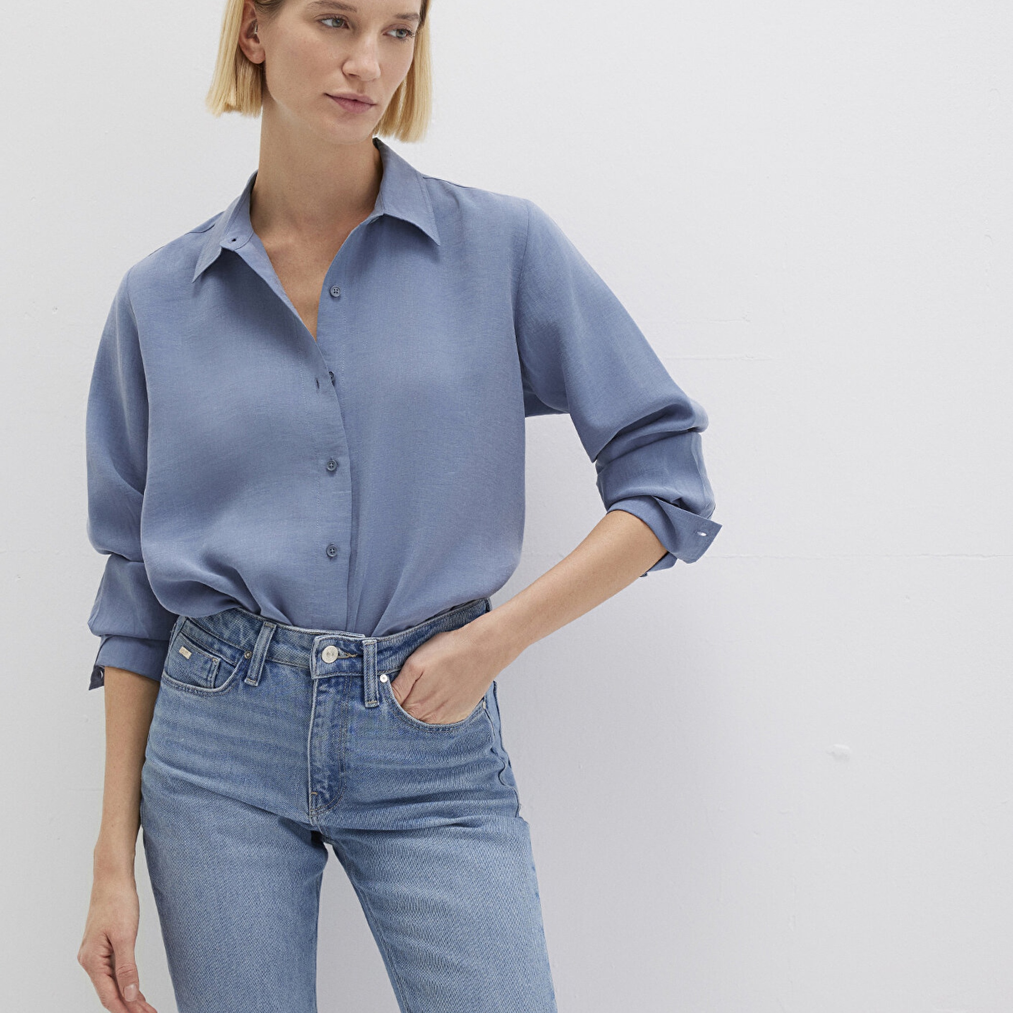 Mavi Mavi Gömlek Loose Fit / Bol Rahat Kesim 1211373-70728