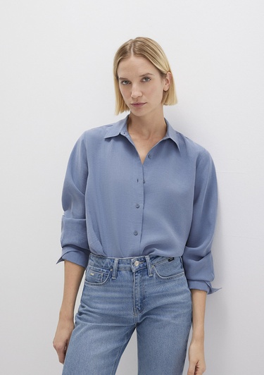  Mavi Mavi Gömlek Loose Fit / Bol Rahat Kesim 1211373-70728