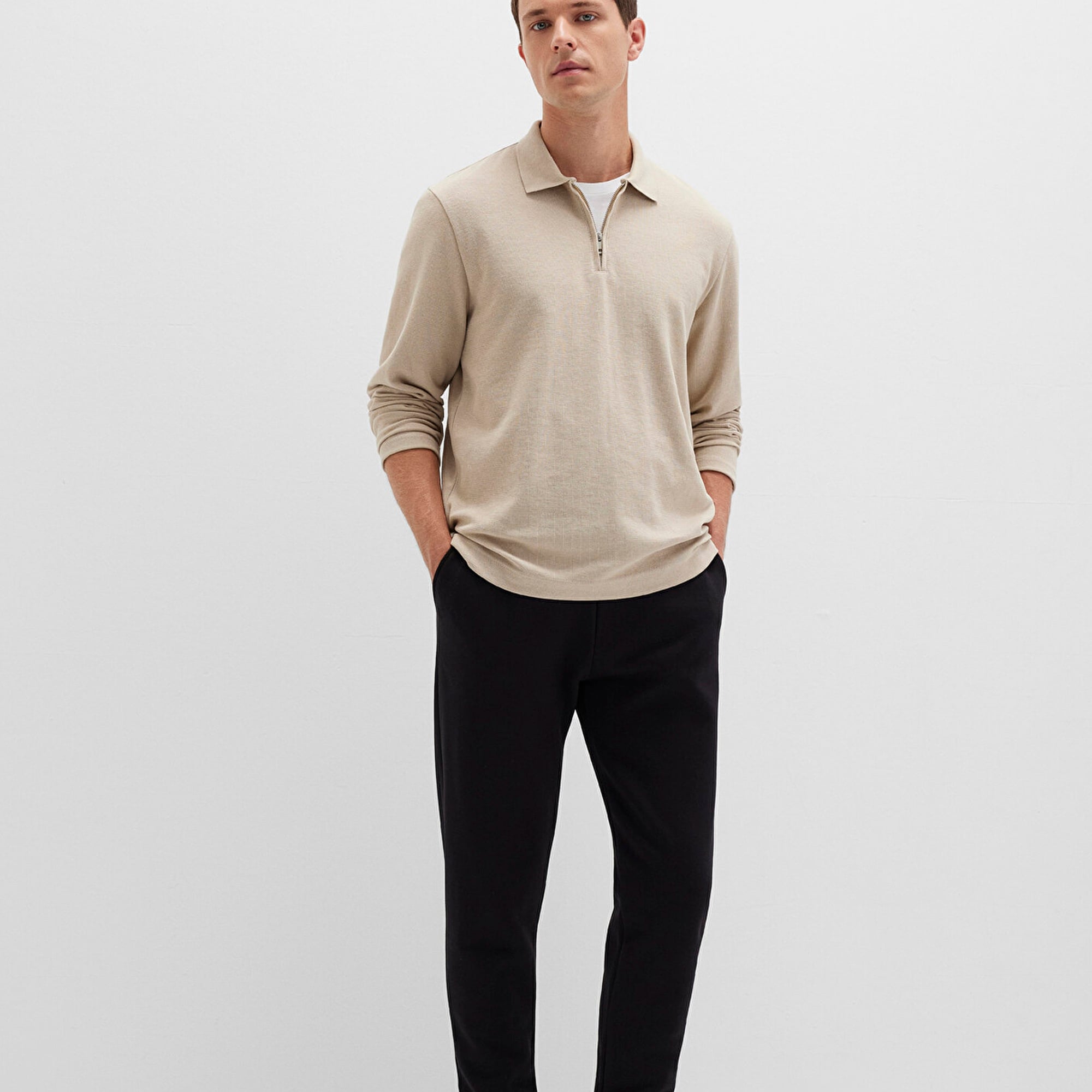 Mavi Bej Uzun Kollu Tişört Regular Fit / Normal Kesim 0613045-70039