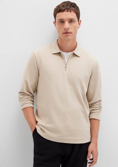  Mavi Bej Uzun Kollu Tişört Regular Fit / Normal Kesim 0613045-70039