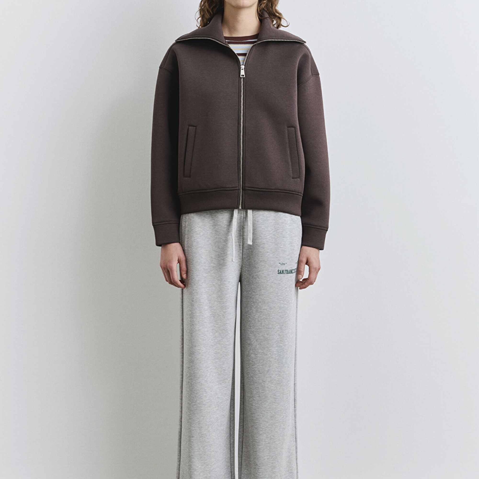 Mavi Sporty Lux Fermuarlı Kahverengi Sweatshirt 1S10295-70236