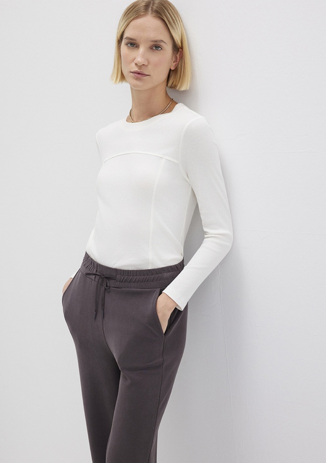  Mavi Ekru Uzun Kollu Tişört Fitted / Vücuda Oturan Kesim 1613625-80194