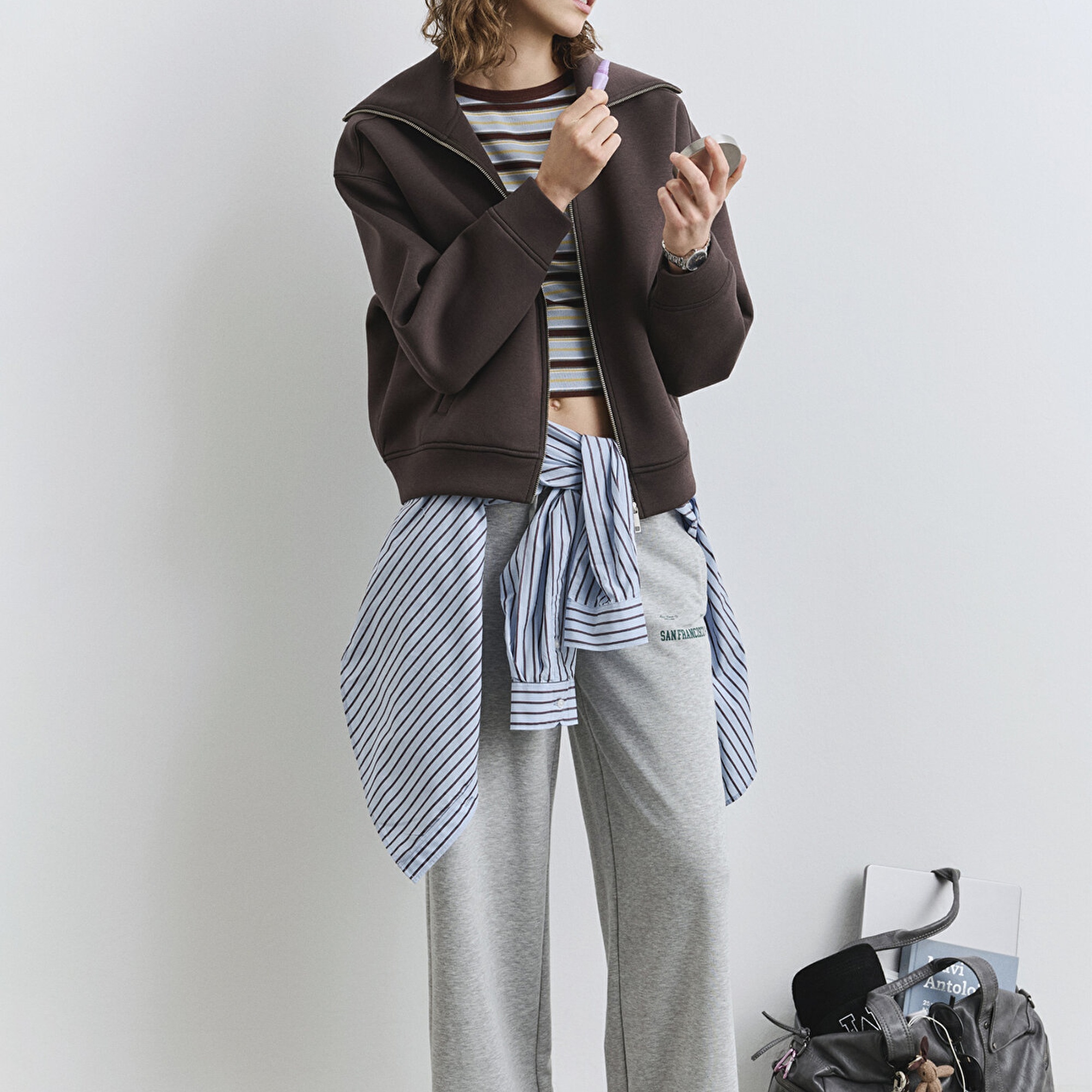 Mavi Sporty Lux Fermuarlı Kahverengi Sweatshirt 1S10295-70236