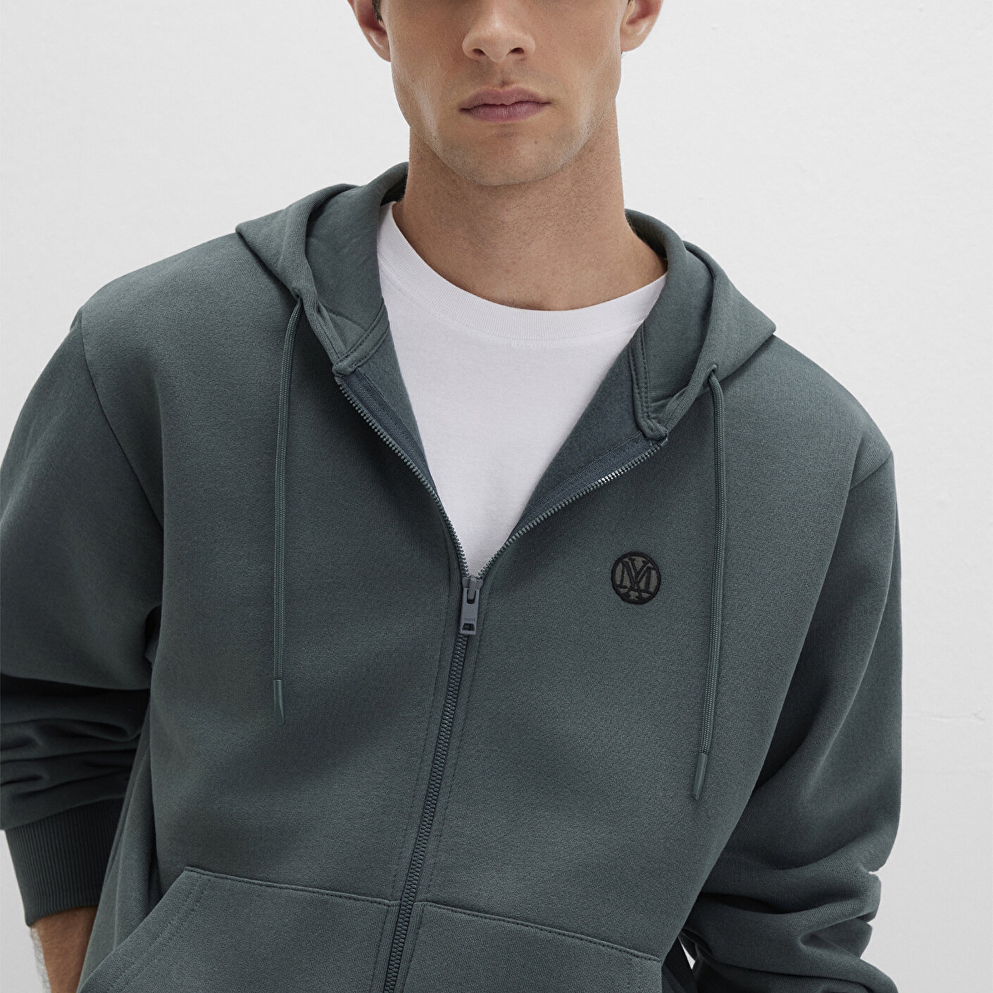 Mavi Mavi Logolu Kapüşonlu Fermuarlı Yeşil Sweatshirt 066979-71598